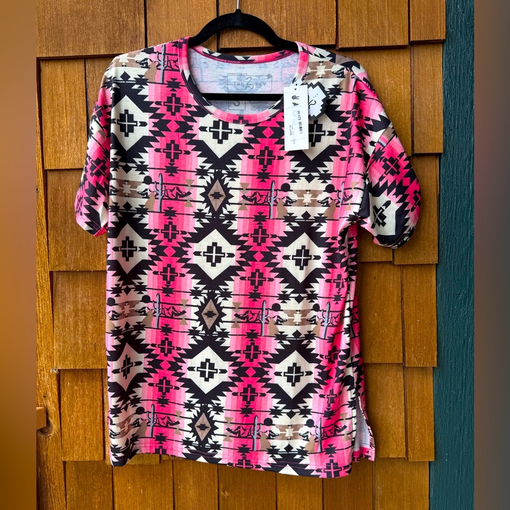 NWT 2 FLY Two Fly Southwestern AZTEC Staton TOP Size Sm/Med (Bonus: Crazy Train)
